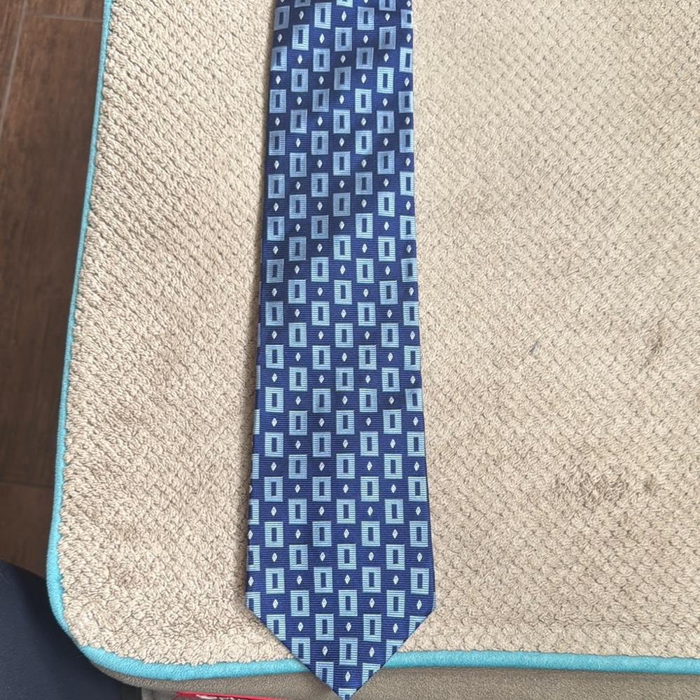 Tommy Hilfiger Blue Microprint Geometric Tie
